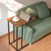 Metal Sofa End Table Side Tables Coffee Snack Table w/Wooden Top for Living Room