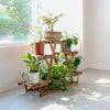 Carbonized Triangle 6 Tiered Corner Wood Plant Stand Flower Rack Indoor Outdoor