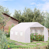 Walk-In Polytunnel Greenhouse w/ Roll Up Door Windows, 4.5x3x2 m White
