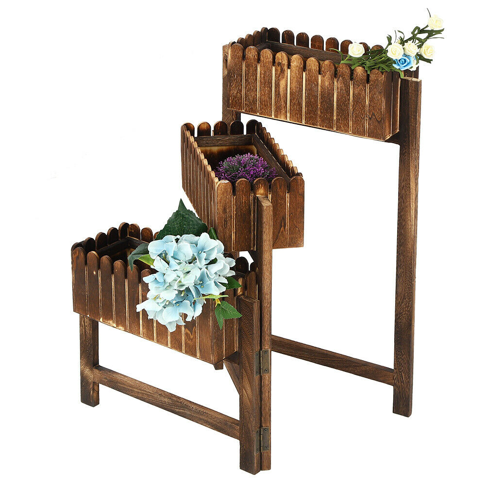 Retro Creative Wooden Plant Flower Pot Display Stand Shelf Storage Rack Holder