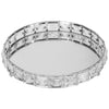 20 cm Round Diamante Mirrored Candle Plate Big Jewel Decorative Metal Glass Tray