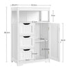Bathroom Floor Cabinet Storage Unit 3 Tiers Freestanding Chest of Drawers White