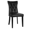 2x Dining Chairs - Faux Leather Button Wing Back Dinner Hotel Wooden Legs Chair