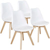 Dining Chairs Set of 4 Soft Padded Seat Tulip Chairs Wooden Legs Kitchen White