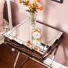 Mirrored Side Table Bedside table 3D Glass Effect Chrome Crossed Legs Furniture;