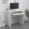 Small Computer Desk White with Sliding Keyboard Tray Space Saving Writing Table