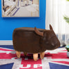 Brown Bull Animal Stool Footstool Faux Leather Ottomans Kids Toy Gift Lovely