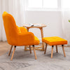 Upholstered Velvet Armchair Button Back Padded Chair with Footstool Lounge Sofa