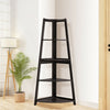 Corner Ladder Shelf 5 Tier Wooden Fan-Shaped Display Stand Storage Rack Bookcase