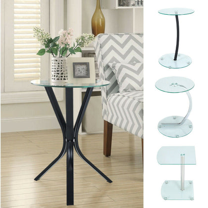 Sofa Side Table Glass Coffee Snack Coffee Desk Laptop Stand End for Living Room