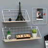 Industrial Wall Mounted Metal Wire Shelf Unit Floating Shelves Wood Storage Rack