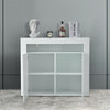 2 Doors White Sideboard Cabinet High Gloss Cupboard Storage Furniture With LED