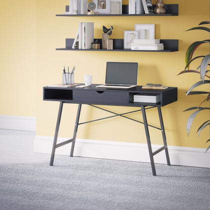 Modern Home Office Desk | Computer Study Table with one Drawer | Wooden Tabletop