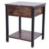 ndustrial Vintage Bedside Table Storage Cabinet with Drawer Household Furniture