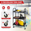 3-Tier Folding Storage Trolley Heavy Duty Tool Cart Rolling Storage Organizer