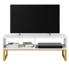 TV Cabinet Wooden TV Stand TV Console Table Centre Table with 2 Open Shelf White