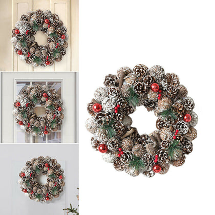 Christmas Wreath Hanging Decor Xmas Party Snow Door Wall Garland Ornament Decor