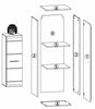 White High Gloss 1 Door Tall Wall Unit Narrow Cabinet Storage Black Handle Fever