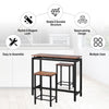 3Pcs Industrial Bar Table Set, Dining Breakfast Table with 2 Stools Rustic Brown