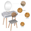 Modern Makeup Dressing Table Vanity Stool Set LED Lights Mirror Storage Drawers