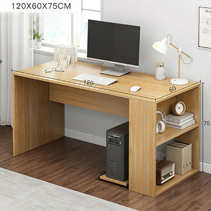 120cm Computer Desk PC Gaming Table With Side Shelves Workstation Home Office UK