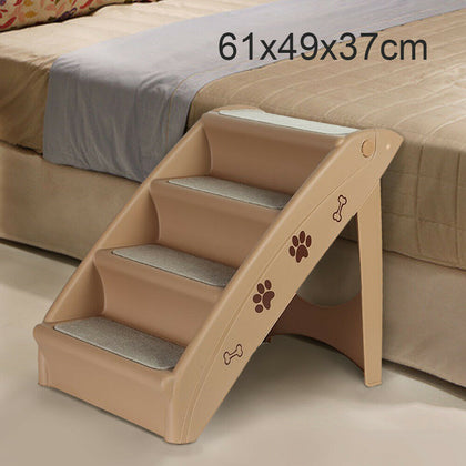 Pet Step Stair 3 Steps Cat Dog Ladder Ramp Frame Carpet Surface Floding