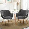 2pcs Dining Chairs Grey Velvet Padded Seat w/Gold Metal Legs Kitchen Restaurant