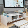 Computer Riser Monitor Stand Tidy PC Laptop Screen TV Desk Storage Rack White