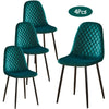 Set of 4 Argyle Velvet Dining Chairs w/ Metal Leg Padded Side Chair Home Kitchen