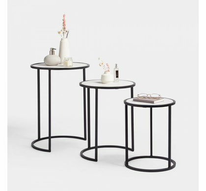 Ex Display Halmore Nest of Tables - Marble Side Tables Set of 3