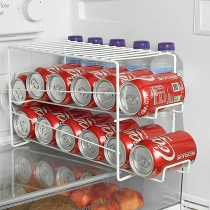 12 Soda Can Fridge Storage Rack Organiser Drink Dispenser Pantry Beverage Holder