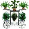 Outdoor Indoor Pot Plant Stand Garden Decor Flower Rack Wrought Iron 4 Wheeler