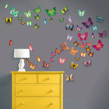 Walplus Wall Sticker Colourful Butterflies Decal with 3D Effect Decorations Art