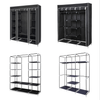 Mondeer Grey/Black Canvas Wardrobe Storage Organiser Hanging Rail Fabric