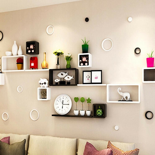 Set Of 6 Floating Wall Mounted Shelves Display Storage Shelf Home Decoration New