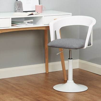 HARTLEYS WHITE/GREY FABRIC SWIVEL CHAIR HOME OFFICE FURNITURE/COMPUTER PC DESK