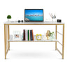Computer Desk Laptop PC Study Table Desk with Bookhelf Workstation Marble Effect