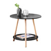 2 tier Small Side Sofa Table with Storage Shelf for Living Room Marble Effect BN