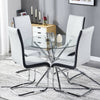 Clear Glass Dining Table and 4 Chairs Set PU Leather Cross Leg Kitchen Furniture