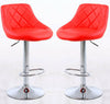 2 × RED Bar Stools Leather Chairs Breakfast Chairs Swivel Gas Lift Kitchen (RED)