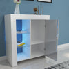 Moden Sideboard Cabinet Storage Cupboard High Gloss Door Glass Shelf LED Light