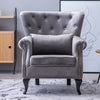 Button Velvet High Back Armchair Winged Chair Occasional Retro Sofa Seat Bedroom
