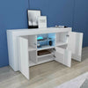 White High Gloss TV Stand Cabinet Unit Sideboard 3 Doors RGB LED Glass Shelf