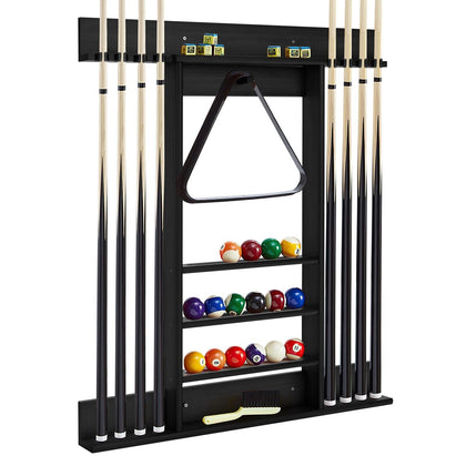 Billiards Pool Cue Rack Wall Mounted Billiard Stick Holder Made of Solid Pine