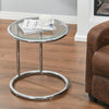 Round Sofa Side Table Black With Clear Glass Top Coffee End Table for LivingRoom