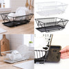 Dish Drainer Rack Kitchen Sink Basket Cutlery Draining Drip Tray Plates Holder