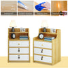 Wooden Bedside Table Cabinet Bedroom Storage Furniture Nightstand with 3 Drawers