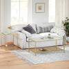 Coffee Tea Table with Storage, with Tempered Glass Top Shelf Cocktail Table Gold