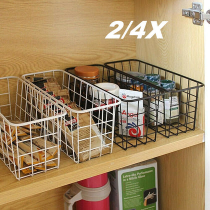 Small Iron Storage Basket Metal Wire Mesh Basketry Bathroom Kitchen School Trays