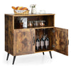 Industrial Storage Cabinet Wooden Cupboard Buffet Sideboard W/ Wine Glass Holder